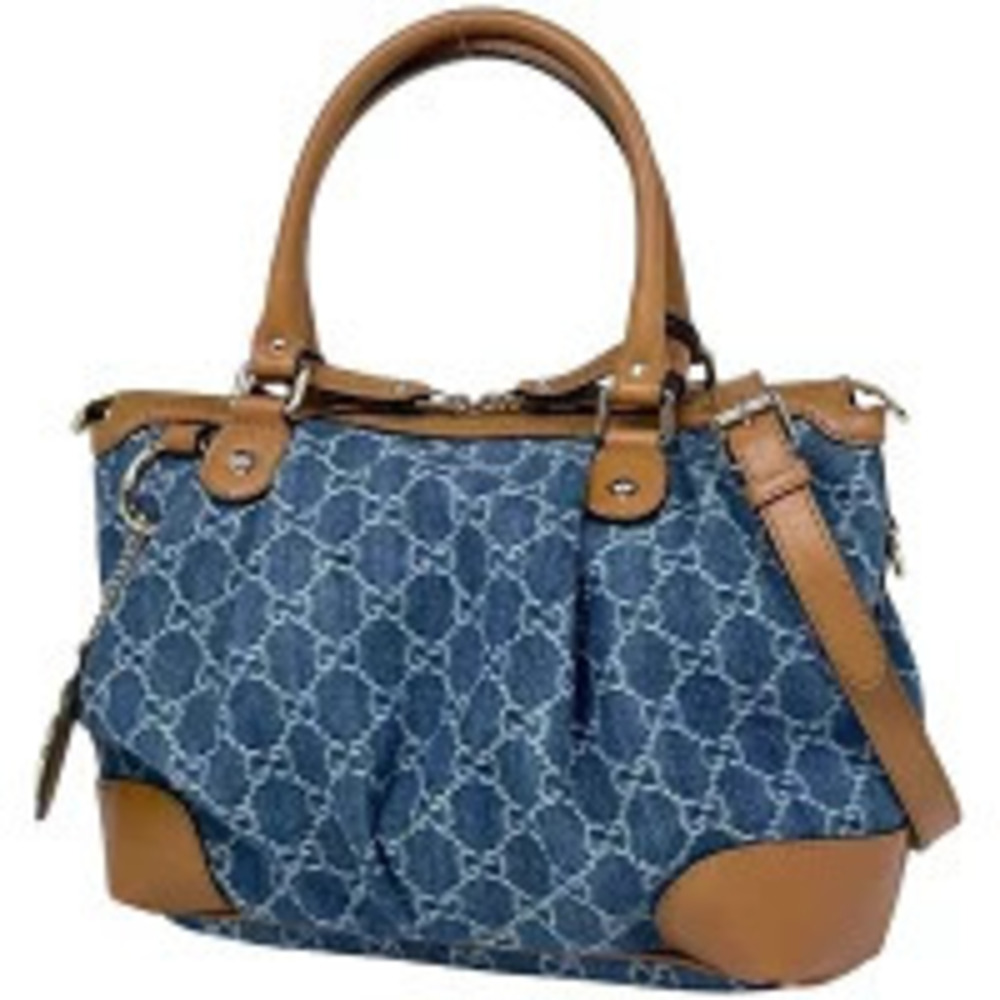 Gucci GG Sukey 2way Shoulder Bag denim blue brown